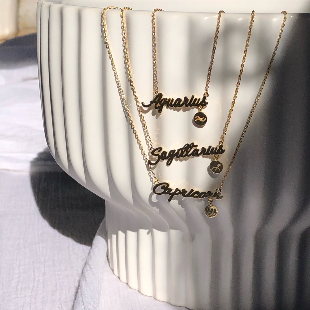 NEW Aquarius 14K Gold Dipped Necklace